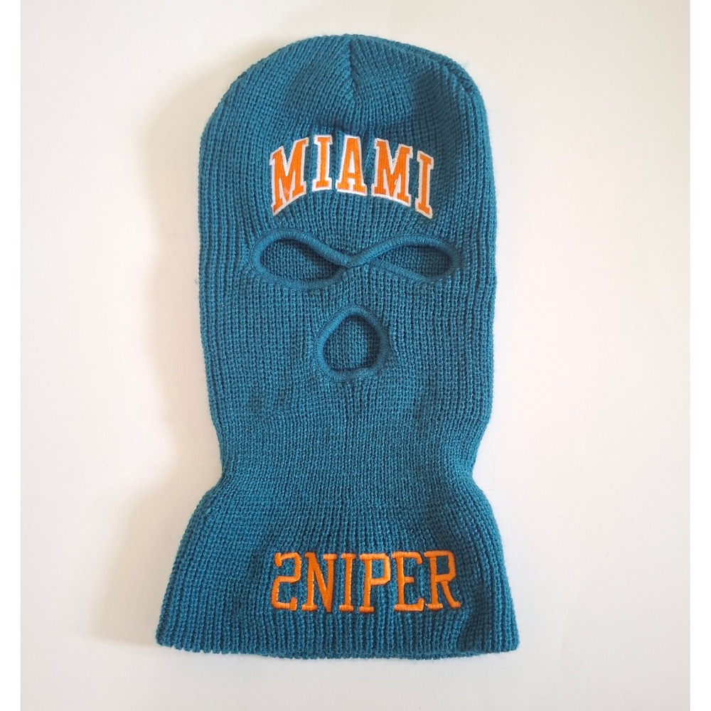 Sniper Gang Miami Balaclava Ski Mask Teal Blue Orange SG Crosshair Logo Mens